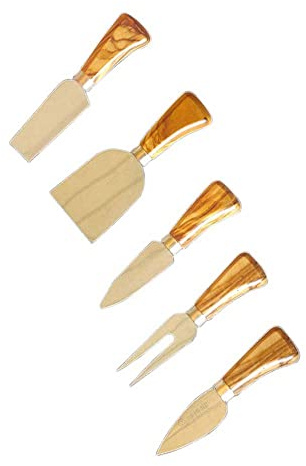 Marietti 1903.00 - Juego de 5 cuchillos de parmesano y tabla de cortar (en caja de regalo)