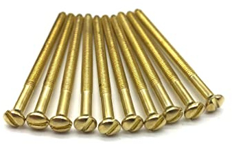 Jones DIY M3.5 Brass/Gold Electrical Socket Screws, 50mm, For Switches, Light Switch, Plug Sockets, 3.5mm x 50mm, (10)