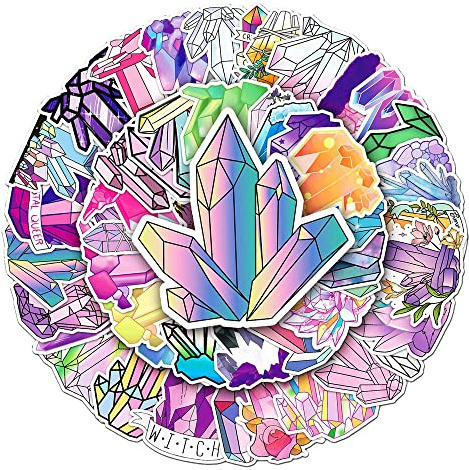 Unique Crystal Vinyl Stickers, 50 PCS Waterproof Gemstone Decals for Laptops, Scrapbooking, Notebooks, Water Bottles, Suitcases, Phones & DIY Decor