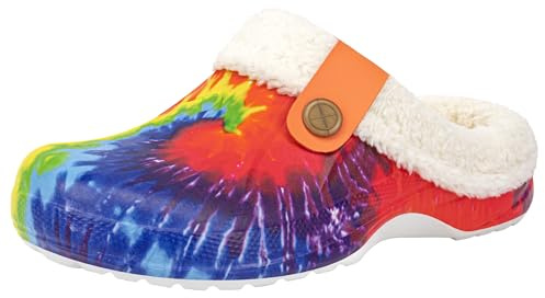 ChayChax Mujer Hombre Invierno Zuecos Forrados con Forro Caliente, Cómodos Zapatillas de Casa Impermeable con Suela Antideslizante para Exterior e Interior, Multicolor, 42/43 EU