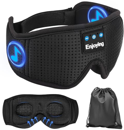 Schlafkopfhörer Schlafmaske,schlafkopfhörer bluetooth schlafmaske 3D-Augenmaske,Kabellose Augenmaske Waschbar HD-Stereo-Lautsprecher,für Nickerchen, Schlafen und Reisen,Seitenschläfe (schwarz)