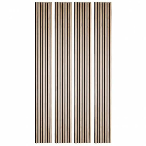 4 Stück Paneele Holz 250 x 30 x 1 cm - Lamellen MDF Furnier Eiche hell echt schwarz - 3m²