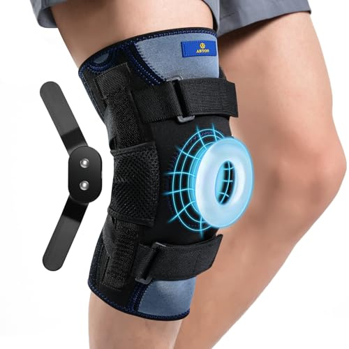 ABYON Hinged Knee Brace for Men and Women, Adjustable Knee Support with Open Patella and Dual Side Stabilizers for Knee Pain Relief, Arthritis, ACL, MCL, Meniscus Tear (L)