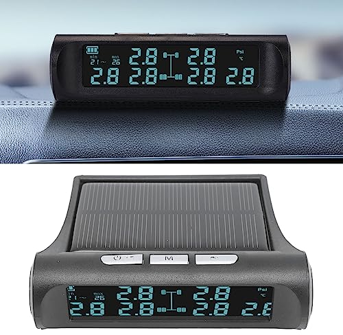 Reifendruck-Kontrollsystem, LCD-Display Solar-Reifendrucküberwachung TPMS mit 6 externen Sensoren, Solar- und USB-Ladegerät, kabellose Solarstrom TPMS für Wohnmobil, Wohnwagen