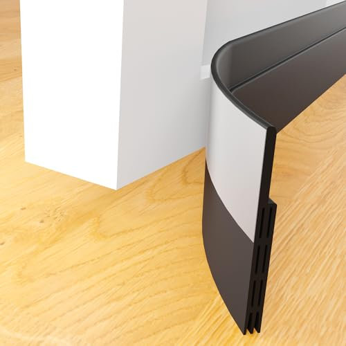 YUCONECT Burlete Puerta Entrada - Aislante Puertas de Entrada - Burlete Bajo Puerta Exterior para Evitar la Entrada de Frio - Burlete Goma Autoadhesivo para Puerta Corredera y de Garaje - 1 M Negro