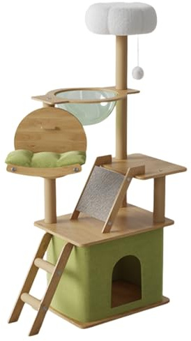 PBENO Cat House Cat Climbing Frame Stable Wooden Cat Rack Big Cat Treehouse With Scratch-Resistant Cat Scratching Post Cat Accessories (Color : A, Taille unique : C)