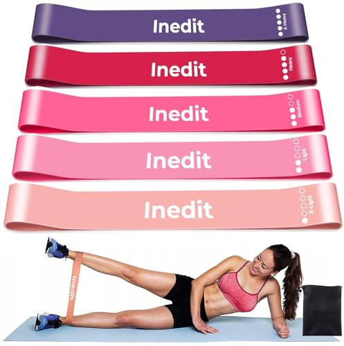 Resistance Bands - Exercise Band (Set Of 5) Unsiex - Resistance Bands Set Men and Women - For Fitness With 5 Varying Levels Of Resistance – Carrying Case inclued - Pink