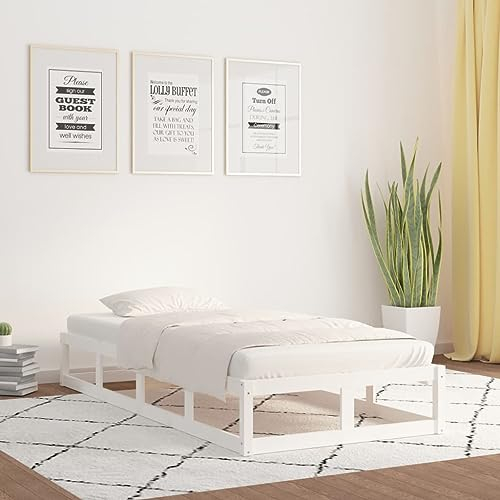 ZQQLVOO Bettgestell Familienbett Palettenbett Massivholzbett Weiß 100x200 cm