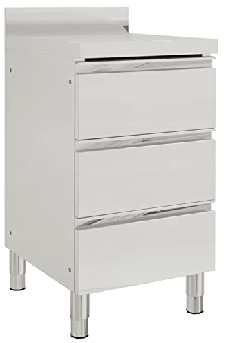 TANZEM Gastro-Küchenschrank mit 3 Schubladen, Edelstahl Arbeitsschrank, Arbeitstisch, Edelstahl Schrank, Pizzatisch, Grillschrank Outdoor, Edelstahl