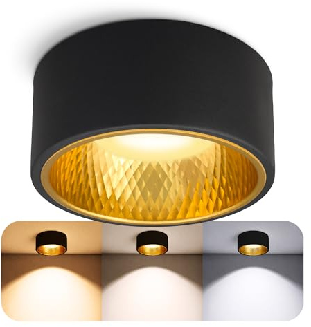 SSC-LUXon OLINO Deckenspot schwarz dimmbar GX53 3 Lichtfarben gold/silber | Deckenspot mit wechselbarer Front gold & silber - dimmbar, warmweiß bis tageslicht, für Wohnzimmer & Flur, direkt 230V