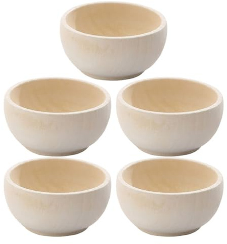 HOLIDYOYO Juego De 5 Mini Cuencos De Madera Natural Sin Terminar Para Bricolaje Creativo Cuencos Pequeños De Madera Para Niños Juguetes Y Decoración Manualidades