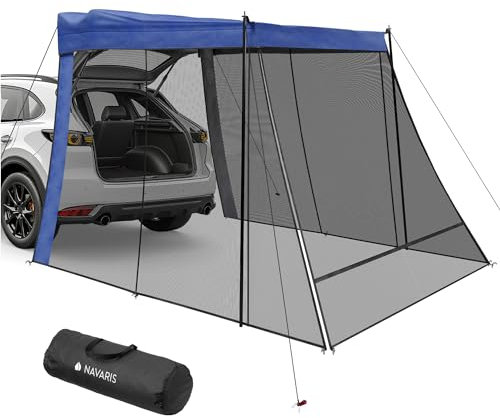 Navaris Car Awning with Net - Schwarz - Polyester - 200 x 200 cm - Autovorzelte
