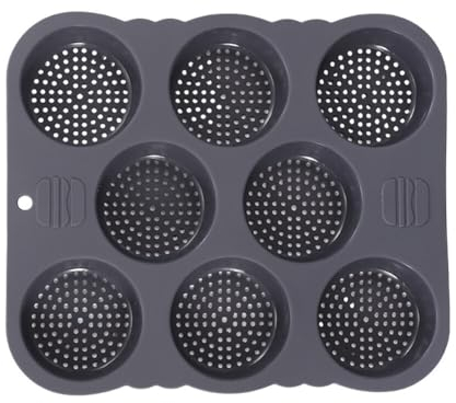 JAWSEU Silikon Hamburgerbrötchenform, Burger Brötchenbackform, Muffins Cupcakes Brötchen Backform, Brot Crisping Tray, Schwarz, Silikon, Rund, 25.5 cm x 3 cm, Spülmaschinenfest