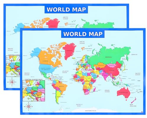 Tofficu 2piezas Mural Del De Póster De Geografía Para Decoración De Dormitorio Aprendizaje De Del
