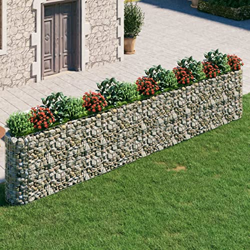 Chaduof Gabionen-Hochbeet, Kräuterspirale, Hochbeet Im Garten, Pflanzkübel, Pflanzsteine, Verzinktes Eisen 540x50x100 cm