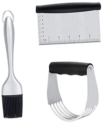 HANABASS Mezcladora De Harina y Aceite Cortador De Masa Raspador De Pasteles Cepillo para Barbacoa Acero Inoxidable para Cocina y Hogar