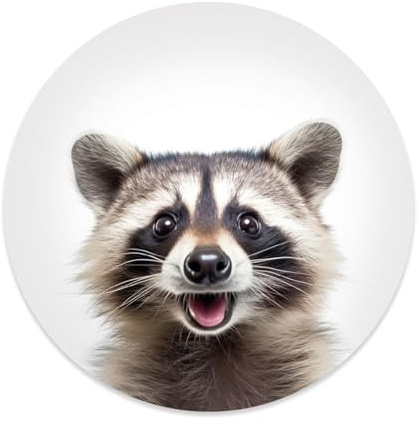 younikat Aufkleber Waschbär Ø 20 cm rund selbstklebend - dv1433 | Sticker wetterfest, 1 konturgeschnittener Aufkleber mit 20 cm, UV- und witterungsbeständig, vergilbungsfrei