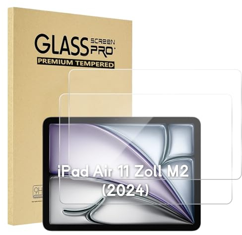 AsWant 2 protectores de pantalla de cristal blindados para iPad Air de 11 pulgadas M2 (2024), dureza 9H compatible con iPad Air de 6ª generación