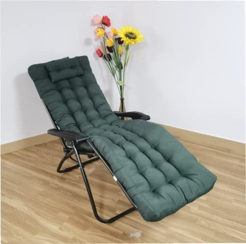 REINO MANSIDI Cojín Tumbona 180x55x6cm Reclinable con Almohada Reposacabeza, Colores Lisos. Colchoneta Tumbona Exterior con Relleno de Fibra Hueca. (Verde)