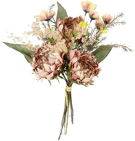 Kunstblumenstrauß Protea 43 cm Strauß Artischocke Distel Blumensträuße Seidenblume Kunstblume Dekoblume Bouquet Hochzeit Haus Herbstdeko Herbstblume unechte Blume Mittelstück Tischdeko unecht, Mauve