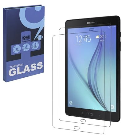Pellicola salvaschermo per Samsung Galaxy Tab A 9.7 (9,7 pollici, T550 T555) Pellicola in vetro temperato, durezza 9H, antigraffio, custodia amichevole, senza bolle (2 pezzi)