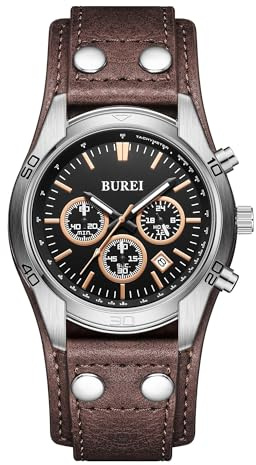 BUREI Uhren Quarz Herren Armbanduhren Minimalistische Uhr Herren Analog Wasserdicht Armbanduhr mit Datum (Braun)