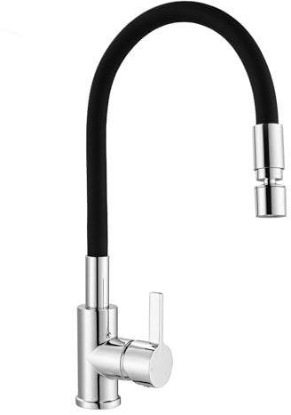 Rubinetto da cucina con beccuccio flessibile, rubinetto da cucina ad alta pressione, regolatore con 2 getti regolabili, miscelatore monocomando, girevole a 360°, rubinetto per lavello da cucina