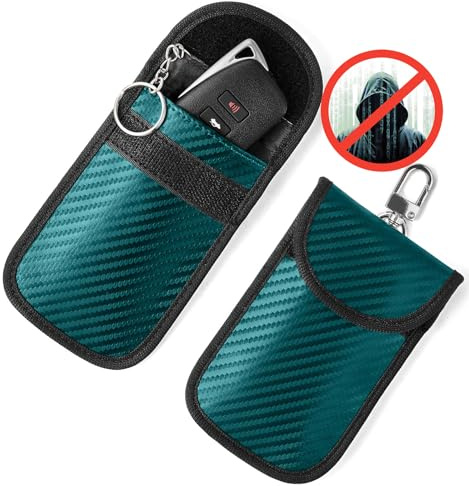Vammcht Verbesserte Faraday-Tasche für Schlüsselanhänger (2 Stück), Premium-Faraday-Schlüsselanhänger-Schutz, RFID-Signalblockierung, Autosicherheitsschutz, Diebstahlschutztasche, Anti-Hacking-Gehäuse