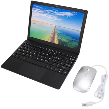 ordinateur portable avec souris pour étudiants, écran IPS 1280 x 800 de 10,1 pouces pour Android 12, ultra fin avec processeur Quad Core