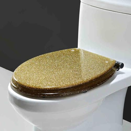 Unikicool Langsam Schlieenden Toilettensitzen,Runder Toilettensitz Aus Kunstharz,Toilettenbrille Absenkautomatik,Robust,Langlebig,Leicht Zu Reinigen Und Wasserdicht,Geeignet FüR Toilette