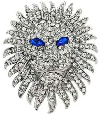 Löwen-Brosche, Tier-Anstecknadel, Mantel, Kleid, Anstecknadeln, Unisex, für Damen und Herren, Stein Glas Stein: Emaille Glas, Zirkonia Achat Obsidian