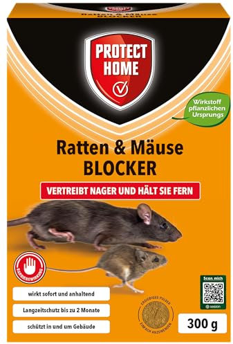 PROTECT HOME Ratten & Mäuse Blocker vertreibt Ratten und Mäuse zuverlässig mit sofortiger Wirkung und bis zu 2 Monate Dauerwirkung, 300 g