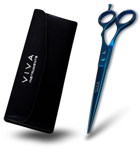 Professional 7 Inch Hair Scissors Shears Premium Stainless Steel for Precision Cutting Sharp Blades for Effortless Styling Salon Quality Cuts Hairdressing Scissors - Viva Instruments (Blue)