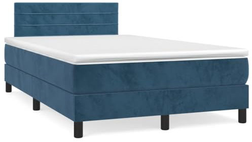 Iiaky Boxspringbett mit Matratze & LED Bett Mit Bettkasten Bett Boxspringbett Betten Boxspringbett Mit Matratze Dunkelblau 120x190 cm Samt // 3270163
