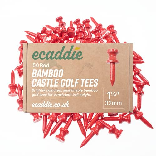 ECADDIE Red Castle Lot de 50 tees de golf en bambou 32 mm – Durable et respectueux de l'environnement pour fers et hybrides
