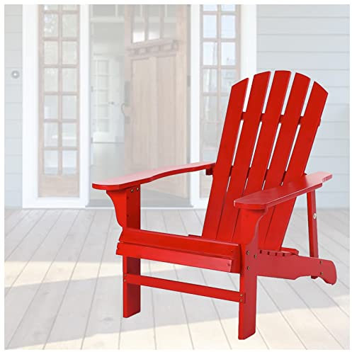 Chaises Adirondack pour porche extérieur, chaise longue en bois, pergola classique inclinable pour cour, jardin, piscine, plage, terrasse, balcon, patio, meubles d'appoint d'intérieur (couleur : rouge