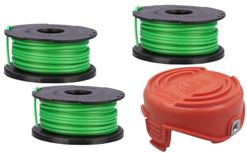 Daaxing Trimmer Spool Line and Cover Replacement Parts for Black & Decker GL7033 GL8033 GL9035Grass Trimmer Accessories (1X Cap+3X Spool)