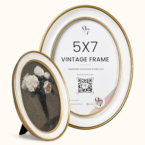 97 Decor Elegant Vintage Picture Frames 5x7 - Vintage Oval Picture Frame 5x7, Fancy 5 X 7 Antique Frames With Glass Front For Photo Display Tabletop And Wall Mounting