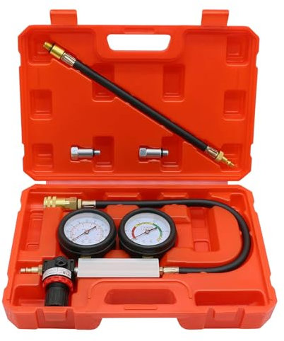 Cylinder Leak Down Tester Kit, Gasoline Engine Compression Tester Fuel Pressure Gauge For Car Automotive Truck Motorcycle Cylinder Leak Detector