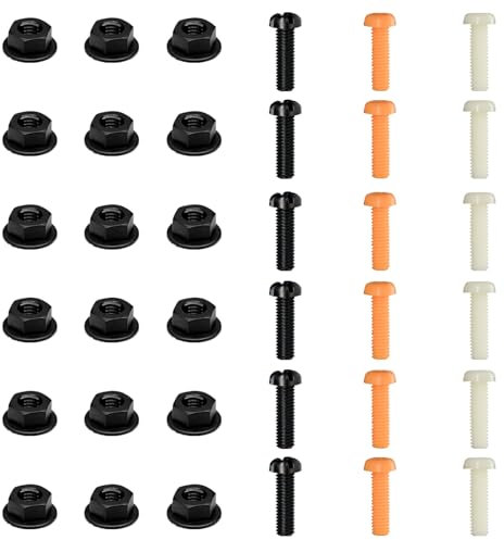 JIEHU 18 Sets Number Plate Screws (36 Pcs), Car License Plate Screws and Nuts Kit, Plastic Numbers Plates Bolts for Car Auto Motorcycle (White, Black and Orange）
