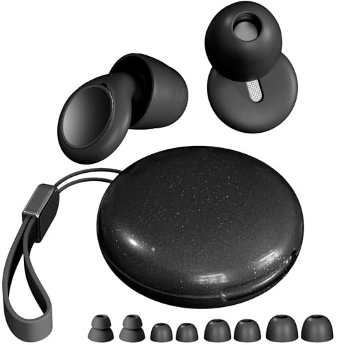 Tapones Oidos Ruido Dormir 4 Filtros Ultra-Silenciosos, Eliminan Ronquidos/Ruido,Tapones Oidos Cancelacion de Ruido Lateral/Trabajo/Viaje Negro