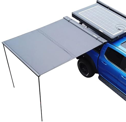 Pull-Out Car Side Awning, Vehicle Awning Waterproof PU5000mm UV50+ Rooftop Sun Shelter, Retractable Truck Tent Shade for Camping & Overland(160x250x110~210cm)