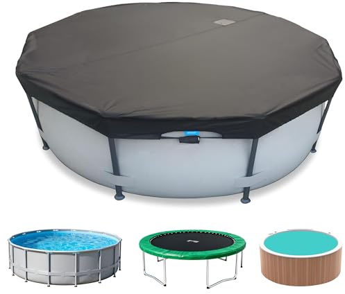 SIHAIAN 15 Ft Pool Cover, Quick Installation and Removal Above Ground Pool Cover, One-Piece Round Pool Cover, Waterproof, Preventing Waterlogging, UV and Weather Resistant Solar Swimming Pool Cover