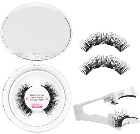 Magnetische Wimpern Magnet Lashes Natürlicher Wiederverwendbare mit Applikator Kein Kleber No Glue or Eyeliner Easy to Wear 4 Magnetpunkte sind stärker Augenform geeignet(1Paar,Fondness)