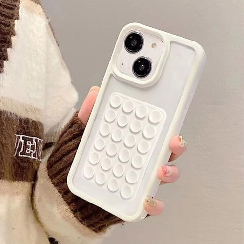 Yhsvie Custodia Trasparente per iPhone 13/14 Ultra Sottile Cellulare Ventosa Rimovibile Custodia Clear Silicone Sntiurto Case Protettiva TPU Bumper Cover - Bianco