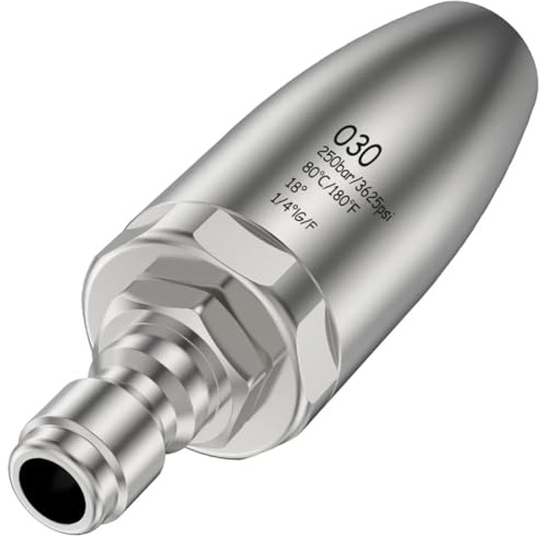 Paaruter Boquilla Turbo para Hidrolavadora, Chorro Giratorio de Acero Inoxidable, Conexión Rápida de 1/4 de Pulgada, para Lavado A Alta Presión 3625P SI