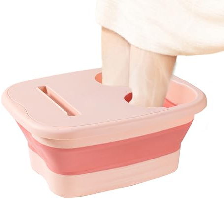 Folding Foot Bathtub, Foldable Foot Massager Basin with Cover & Phone Card Slot, Feet Spa Bath Tub with Massage Dot, Space Saving Relaxing Feet Spa Bucket for Pedicure, Stress Relax, Travel