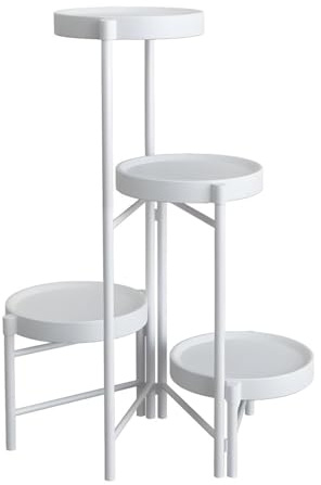 ESSOSWAY Blumenständer Pflanzenständer - Indoor - Pflanzenregal Blumentreppe Blumenregal Metall - 4 Etagen - 63 cm Weiß