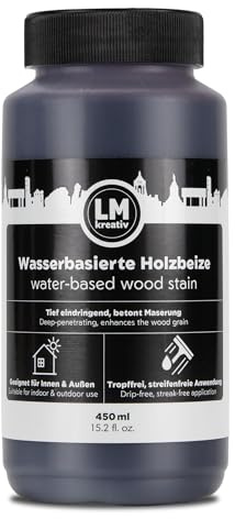 LM-Kreativ Teinture Bois 450 ml - Acajou - Lasure à base d’eau pour intérieur, teinte intense pour meubles et bricolages, relook avec effet bois naturel, peinture escalier intérieur