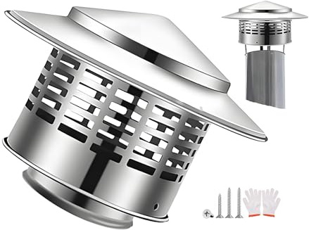 160/200/300mm Extra Large Chimney Cap, Round Chimney Cover with Screen, Stove Pipe Topper for Exterior Prevents Rain, Snow, Animals, Leaves, Pine Cones Exhaust Vent Caps(250mm (9.8 in))